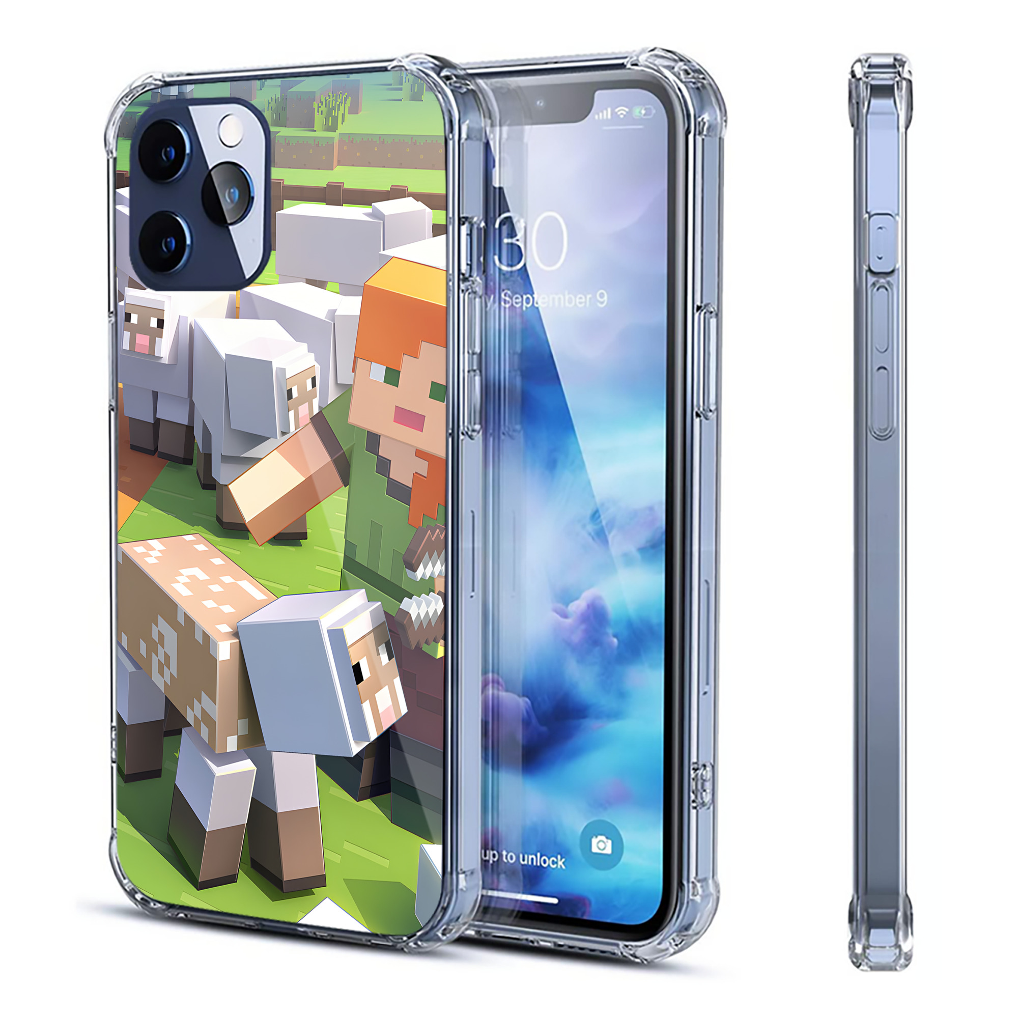 （画像用） マインクラフト ブロックの世界 Minecraft MC Block world 【iPhone 12シリーズ対応】透明スマホケース（クリアソフトケース）